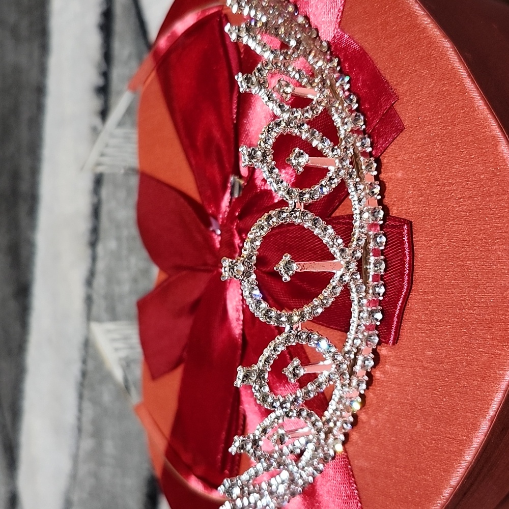 CRYSTAL RHINESTONE SILVER-TONE METAL TIARA W/ COMBS CROWN HEADPIECE